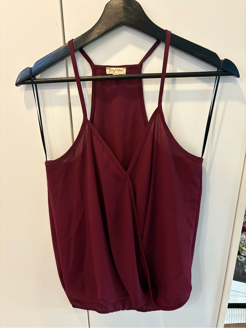 Lily White Wine Red Draped Racerback Camisole
